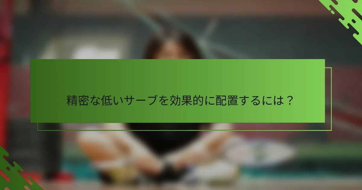精密な低いサーブを効果的に配置するには？